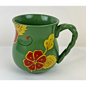Temp-Tations Mug Poppy Passion Green by Tara Potbelly Style Red Flower 16oz